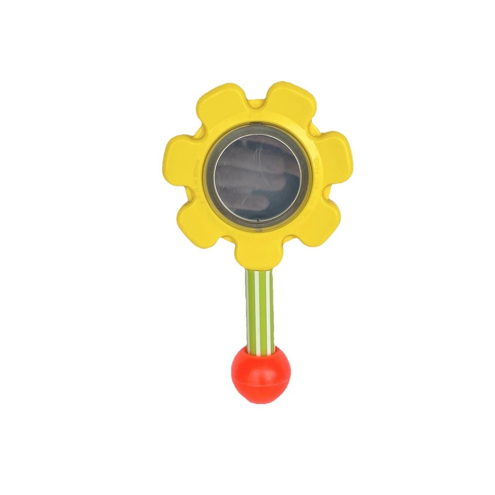 Vintage 1973 Fisher Price Flower Rattle 7½" Daisy Face Mirror w/ Googly Eyes - Picture 2 of 5